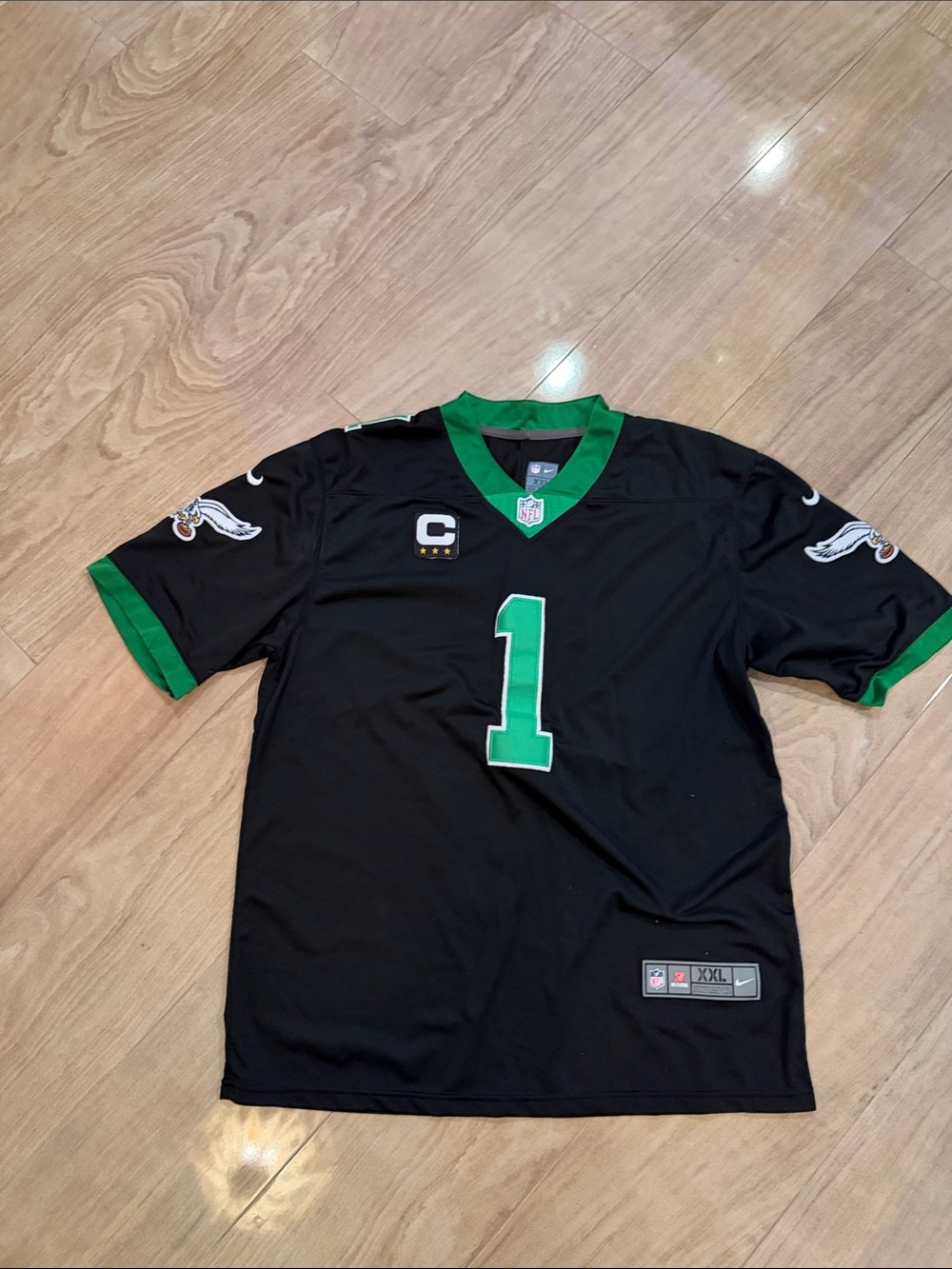Nike Philadelphia Eagles Black and Green No. 1 Football Jersey